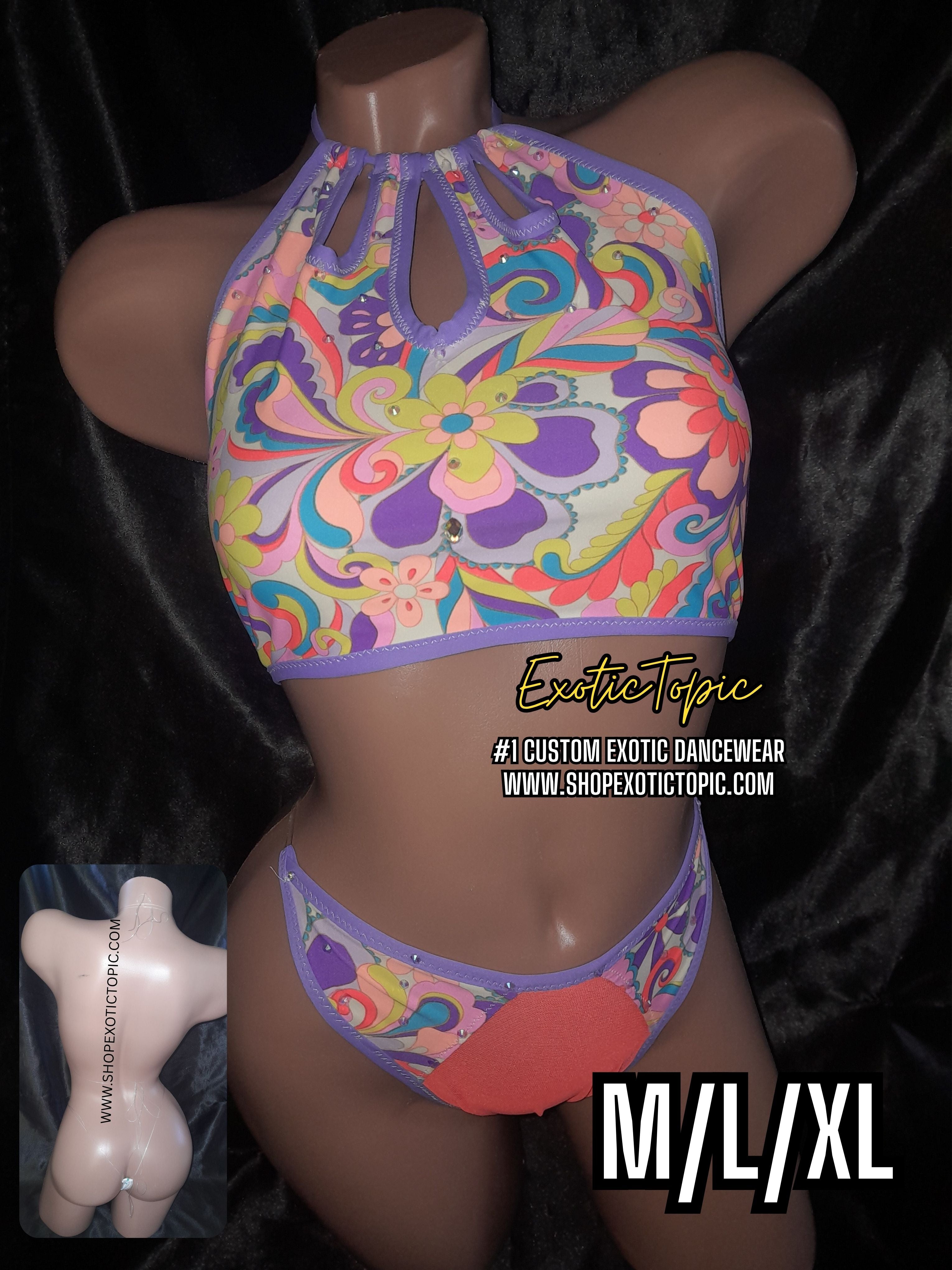 FLORAL TWO PIECE ,wide thong