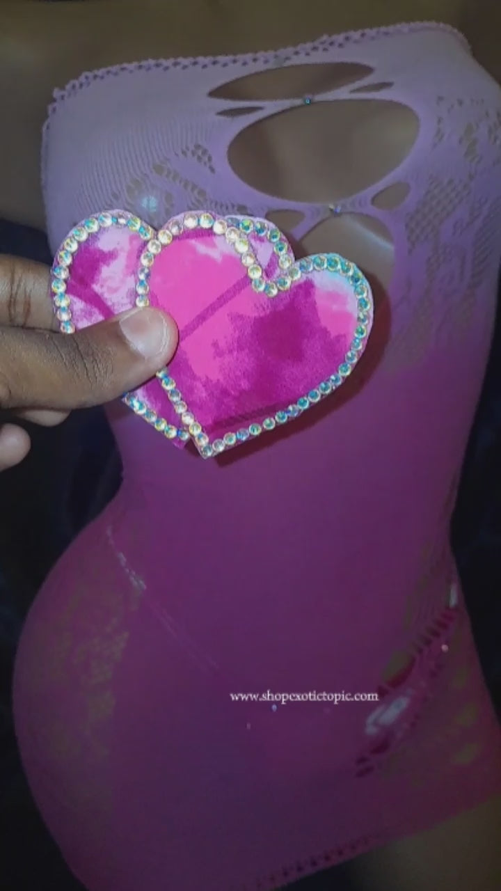 PLUM FISHNET DRESS & PASTIES