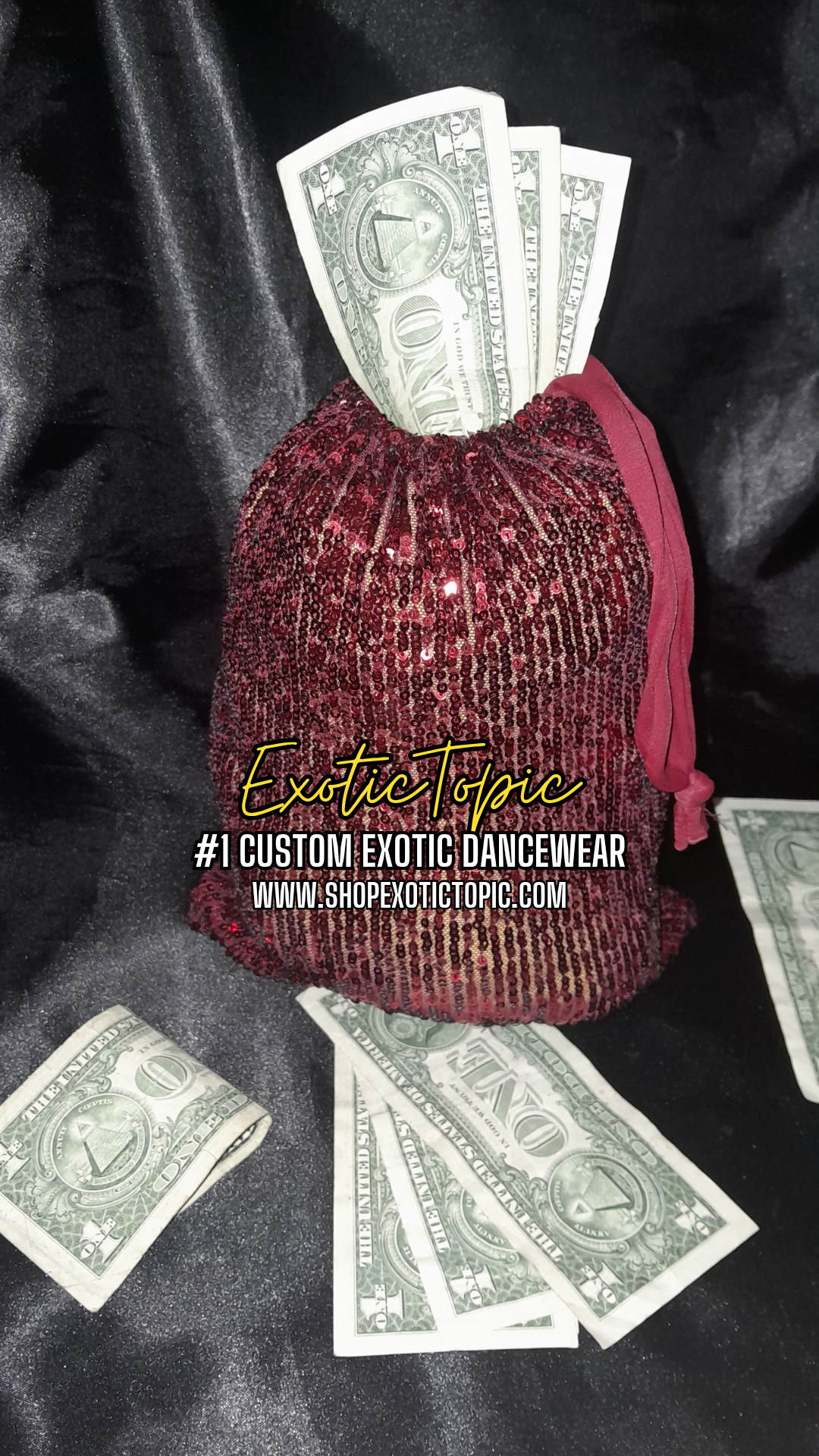 RED SEQUIN MONEY BAG