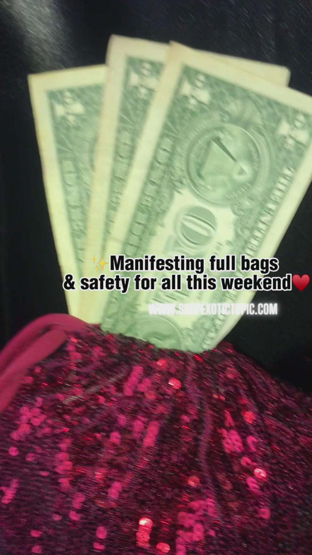 RED SEQUIN MONEY BAG