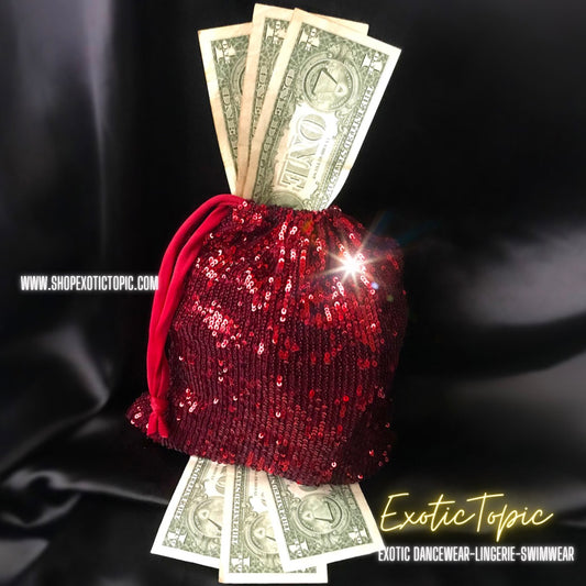 RED SEQUIN MONEY BAG