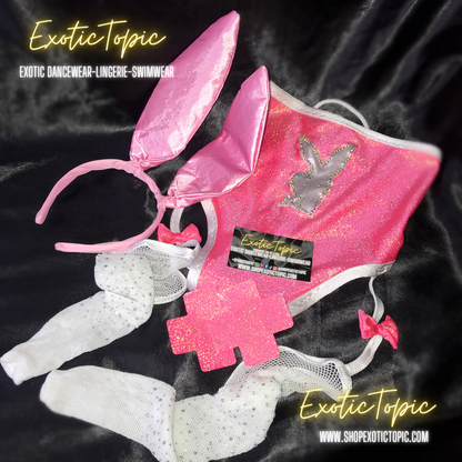 PINK  PLAYBOY BUNNY SUSPENDER COSTUME(S/M)